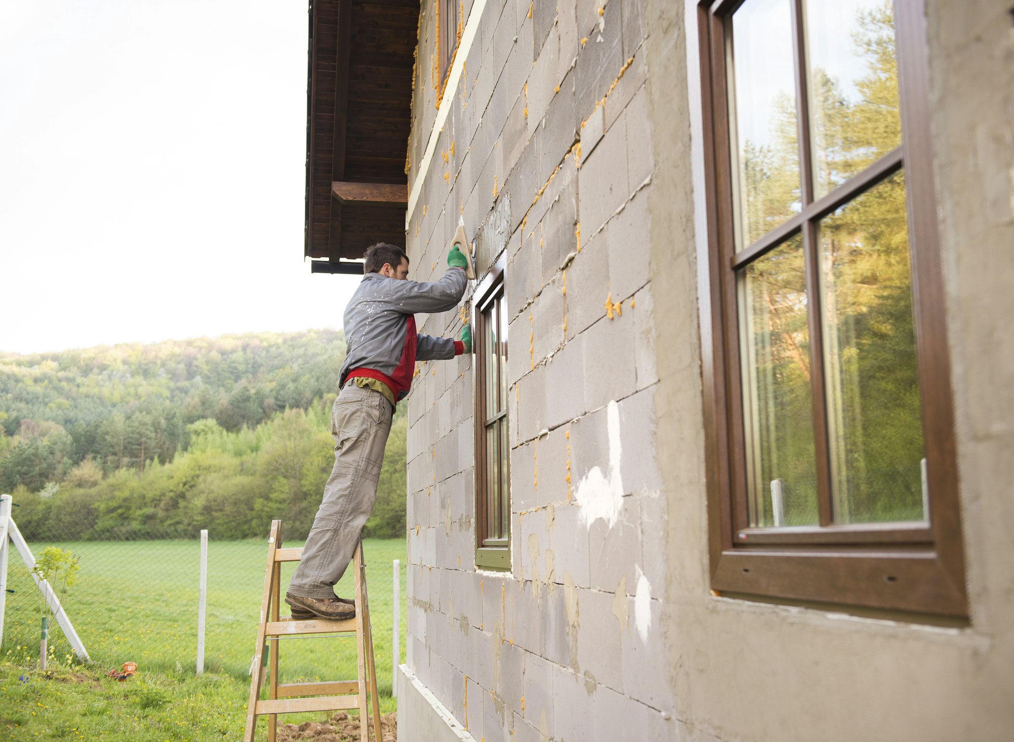 Man plastering