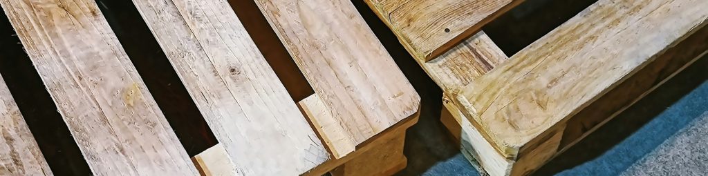 High Angle View of Two Empty Wooden Pallets